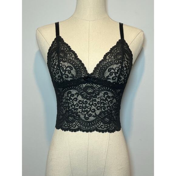 Y2K Victoria Secret Bralette Floral Black Lace Adjustable Straps Size S - Picture 1 of 6